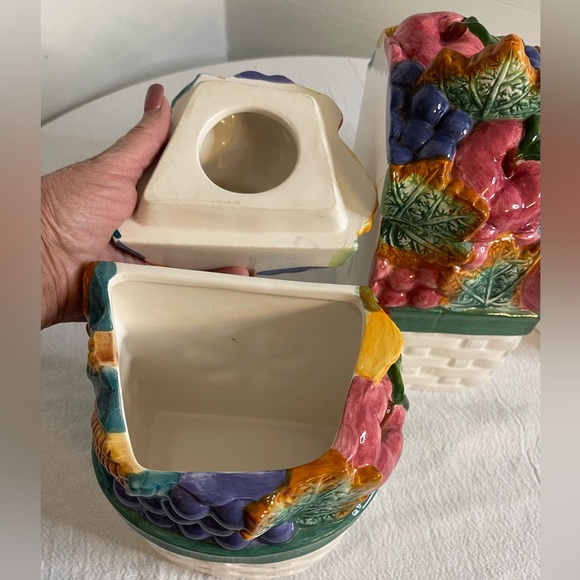 Cracker Barrel 1996 Harvest basket Canister 3 Piece Fruit Veggie Weave Basket - Picture 4 of 8